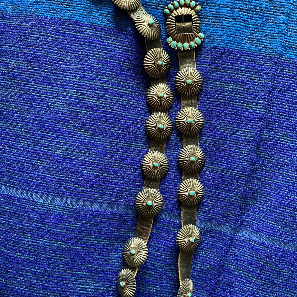 Vintage Silver and turquoise Native American concha belt